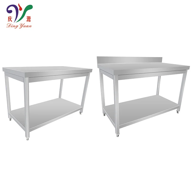 factory oem adjustable high wide multilayer commercial stainless steel workbench kitchen mobile work tables stations with shelf