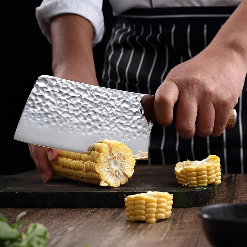 High Quality 7inch Stainless Steel Chinese Cleaver Butcher Knife With Resin Wood Handle