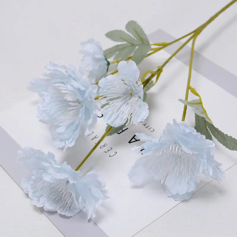 Hot Sale 60 cm Rose Pink Silk Peony Artificial Flowers Bouquet Decorative Peony Flower  For Home Wedding Decoration