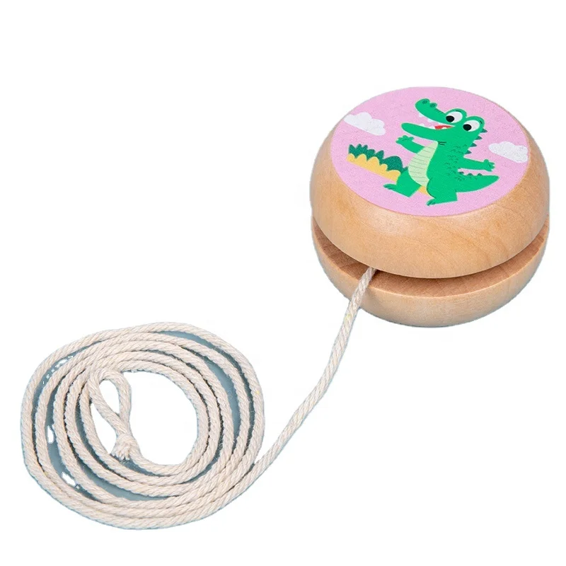 High Quality Cartoon Animal Yoyo Ball Puzzle Beech Wood Toy For Child Wholesale Educational Wooden Toy