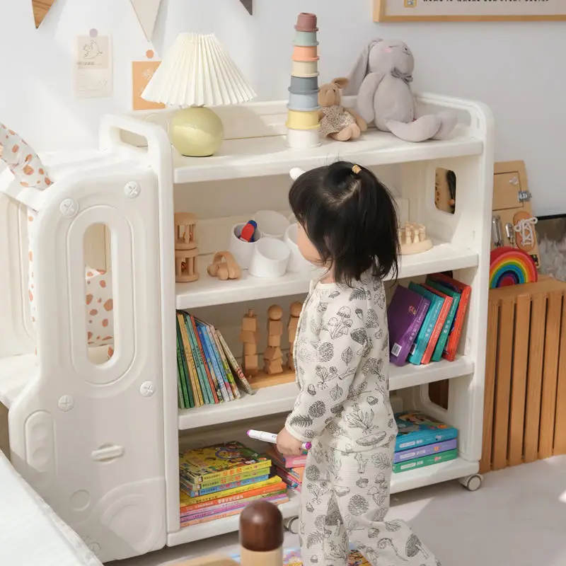 Household Floor Reading Picture Book Shelf Toy Storage Removable Bookcase Car Storage Box Plastic Kids Bookshelf Oyuncak Dolab