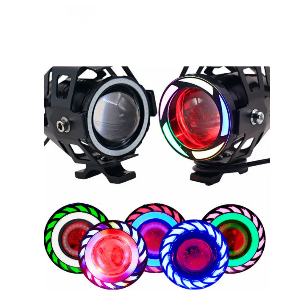 Разноцветная светодиодная фара RGB для мотоцикла с цветным ангельским глазом