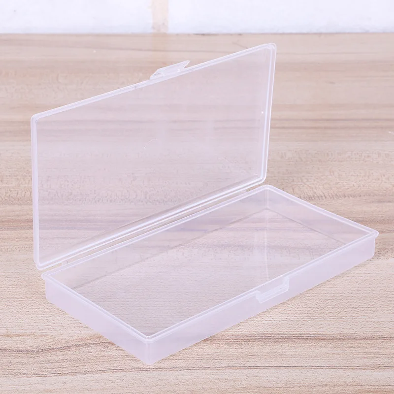 Rectangular transparent plastic PP empty box packaging electronic components finishing box stationery hand account label storage