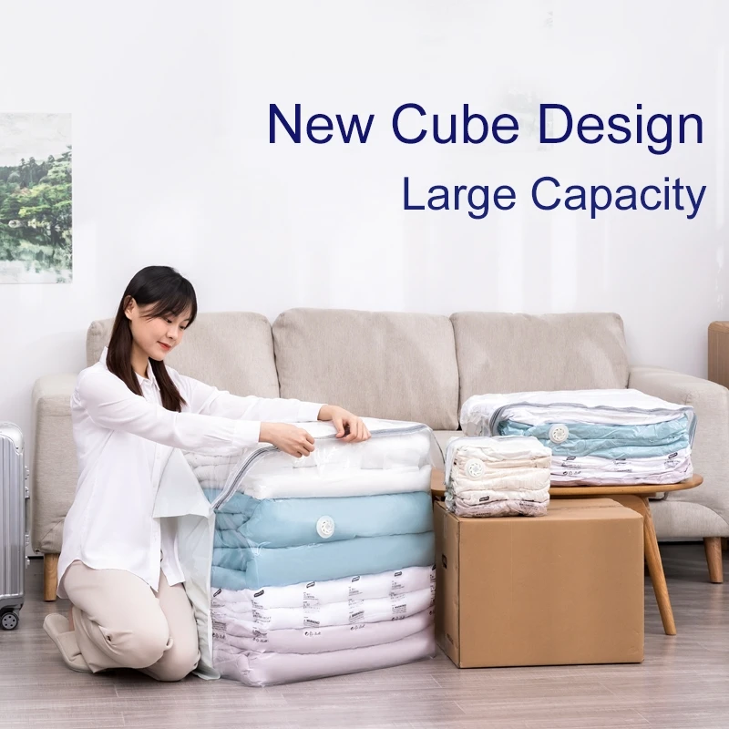Double Cube Vacuum Seal Premium Clothes Storage Organizer Compressed Mattress Pillow Space Saver Bag