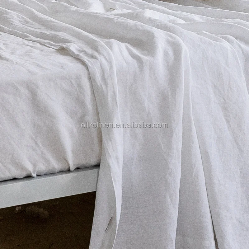 European linen natural 100% french flax linen bedding set pure linen comforter set bed fitted flat sheet set wholesale
