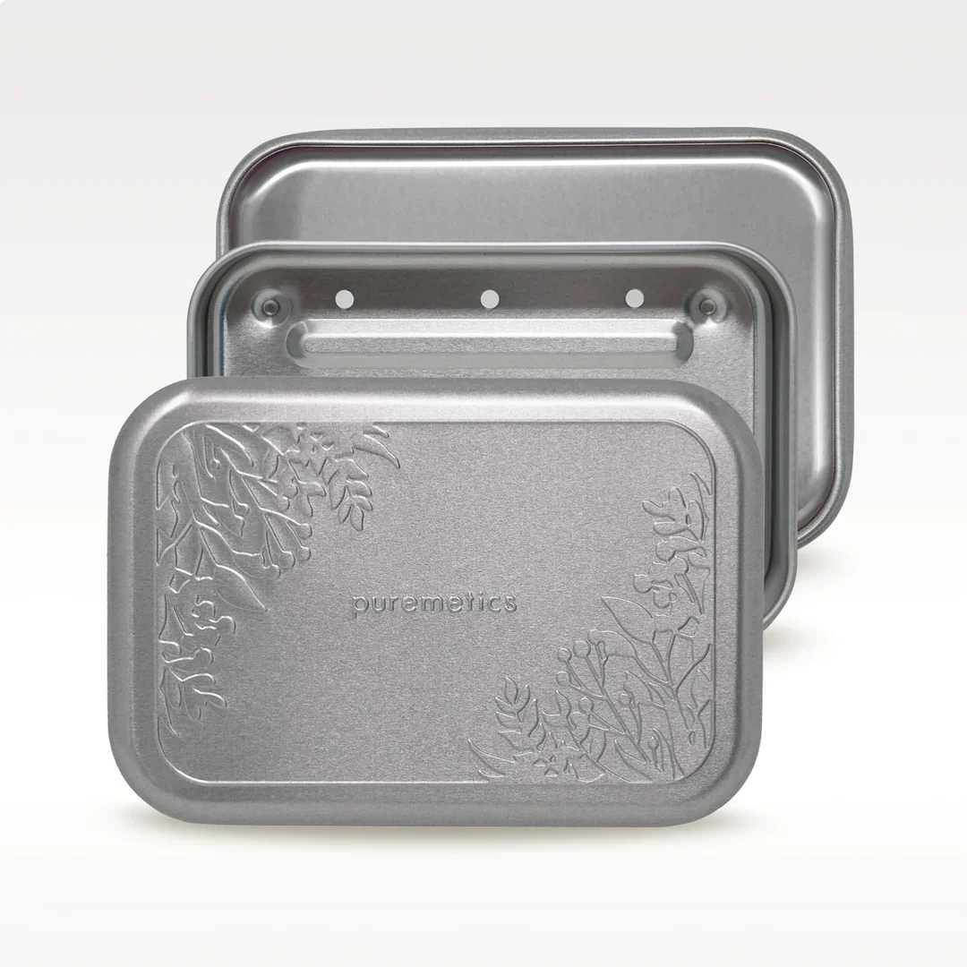 Wholesale free sample rectangle shape custom embossed relief aluminum soap tin box metal soap travel holder with drainer