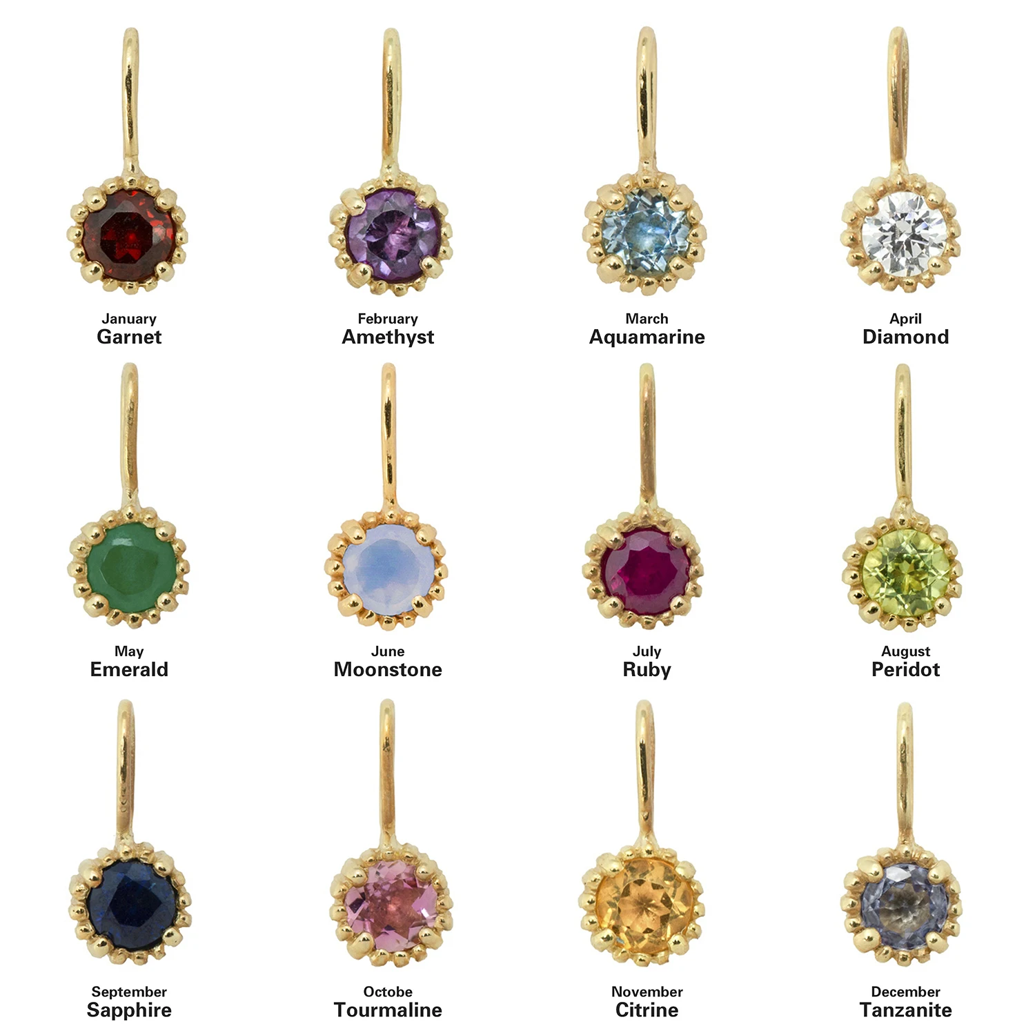 Gemnel classic 925 sterling silver 18k gold birthstone cz charm signs diamond pendant necklace