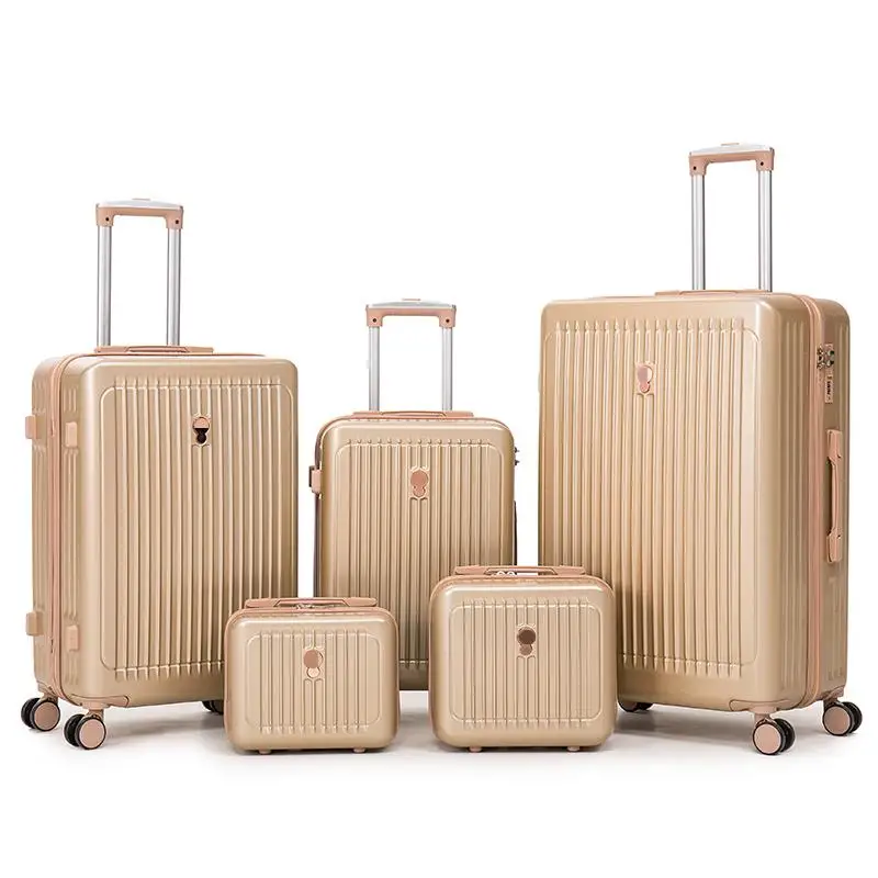 High Quality 5 Piece Abs Pc Trolley Carry On Suitcase Luggage Travel Suitcase Set