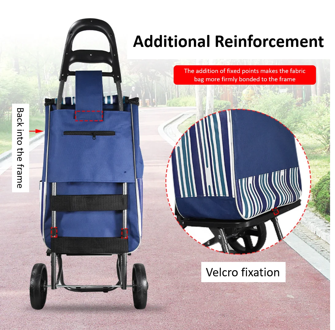 Foldable Utility Cart Folding Portable Rolling Crate Shopping Grocery Kids Shopping Trolley for Elderly