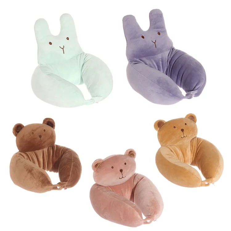 Оптовая продажа, детские подушки для шеи в форме кролика из мультфильма, недорогой комплект U-образной формы для шеи