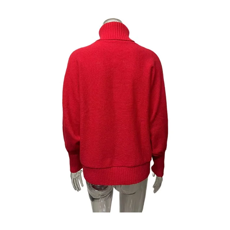 ZGBROTHERS 2024 Knitted Women Turtleneck Loose Pullover Female Jumper Elegant Winter Warm New Year Trendy Christmas Sweater