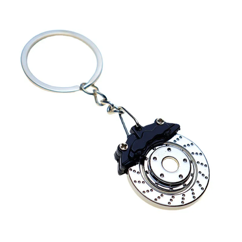 Creative Metal Brake Disc Keychain Mini Auto Part Spinning Wheel Hub Brake Novelty Gift for Him Car Lovers Key Chain Ring