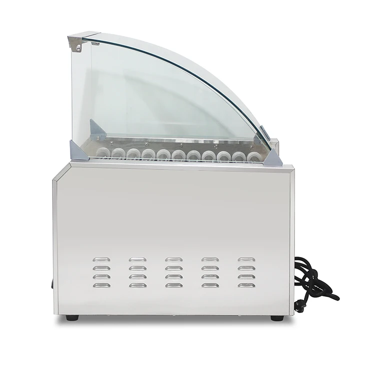 11 Rollers 30 Hotdogs Commercial Electric Hot Dog Grill with Bun Warmer with Glas Cover