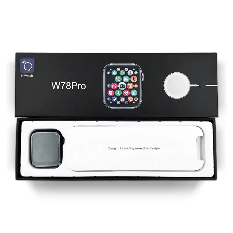 W78 Pro Smartwatch Wireless Charging 1.7 Inch Screen MTK2502C HiWatch App W78pro Smart Watch
