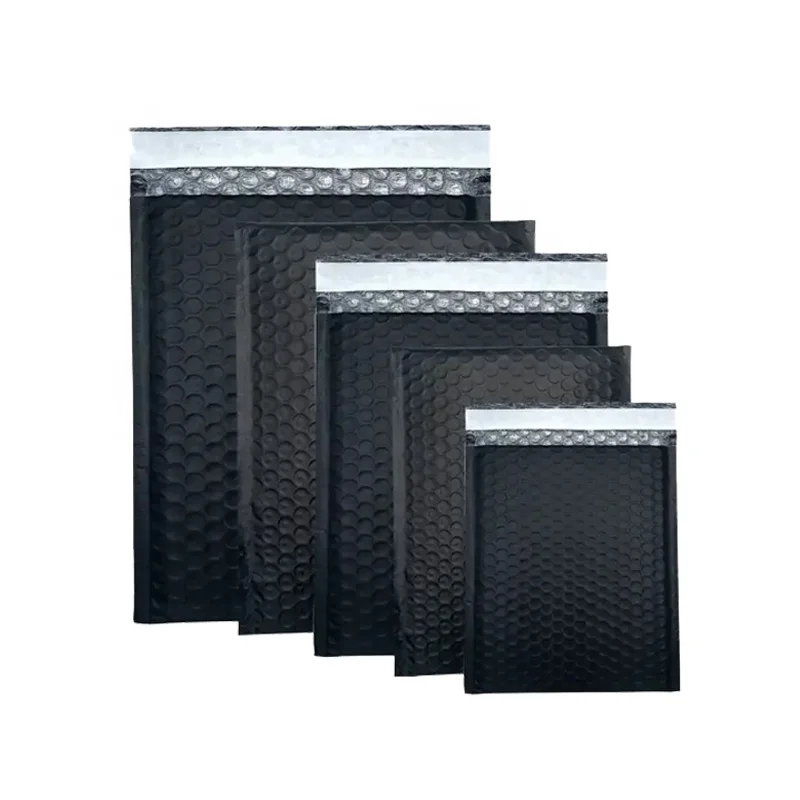 OEM Stock Waterproof Express Courier Shipping Packaging Strong Adhesive Plastic Padded Envelope Black Poly Bubble Mailing Bags