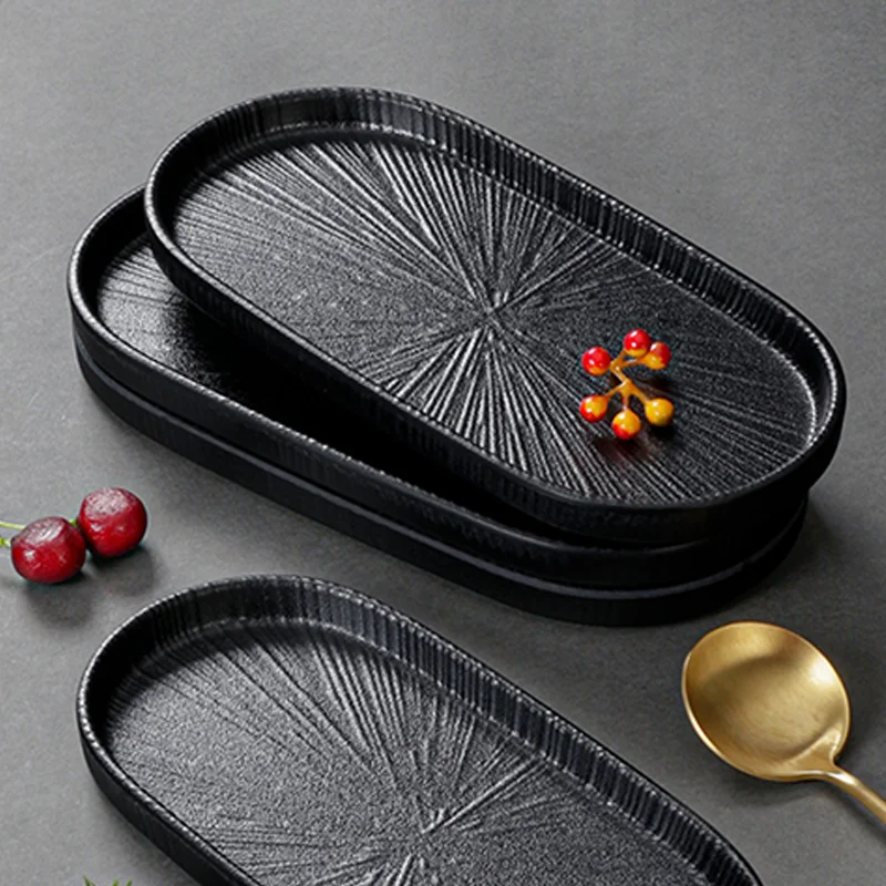 Hot Sale Rectangular Melamine Compartment Meat Plate For Restaurant