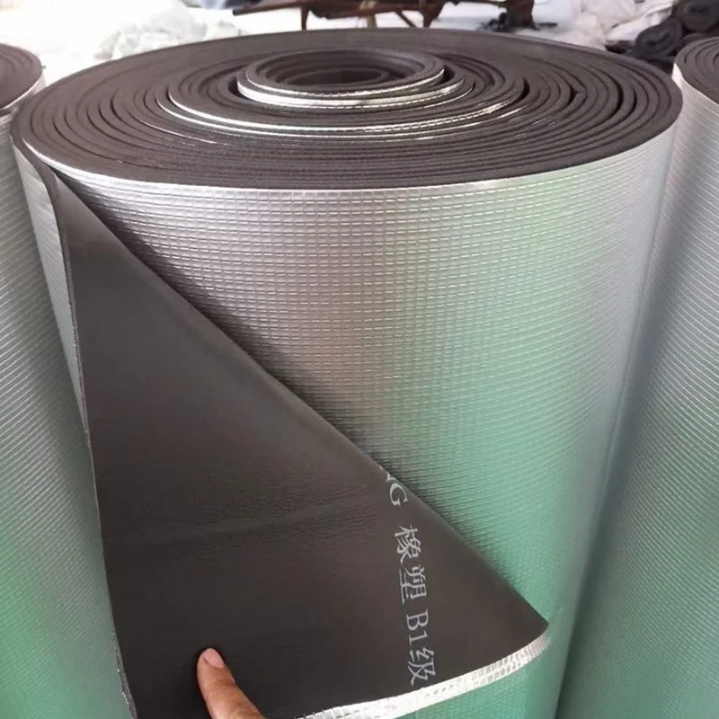 HVAC Duct Insulation Black Foam Rubber Foam Fireproof Insulated Rubber Foam Pipe Pipe Aluminium Surface