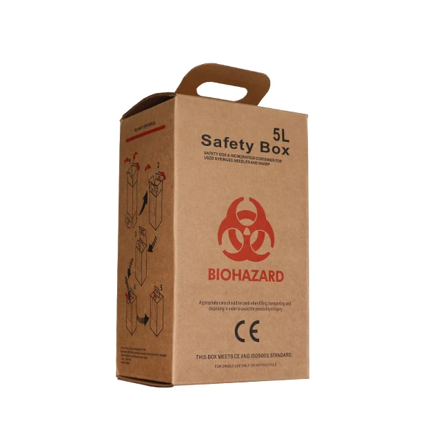 Медицинский контейнер для хранения острых предметов Рабочий стол с вытяжным шкафом и отходы картон коробка 5L 10L
