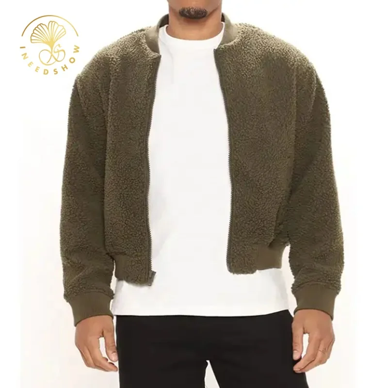Custom Varisty Sports Luxury Zip Up Polar Fleece Workout Clothing Men Streetwear Sherpa Bomber Jacket For Men