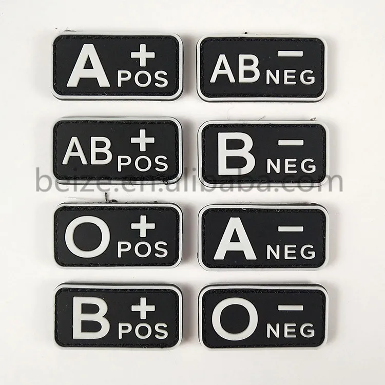 PVC Blood magic stickers A+ B+ AB+ O+ Positive POS Tactical Rubber Patches for Clothing