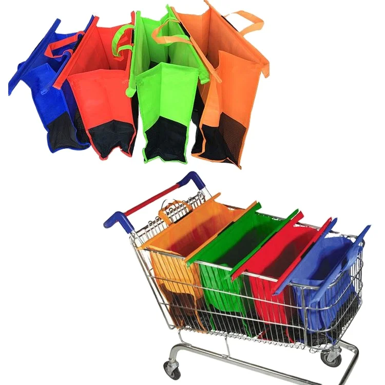 Customized eco-friendly non woven shopping trolley mesh bag folding cart hanging bag