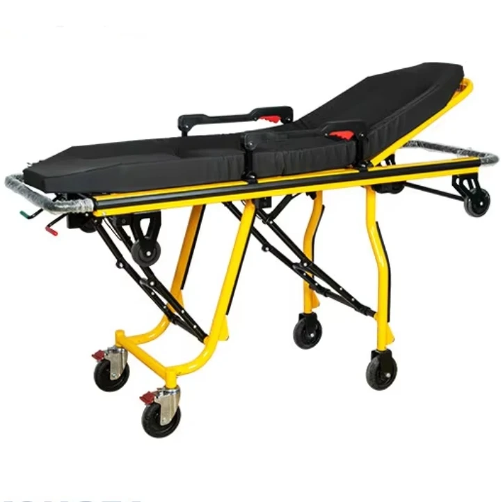 YFTA-A8 Ambulance Stretcher Trolley Equipped with a reversible two-stage IV stand, adjustable in height