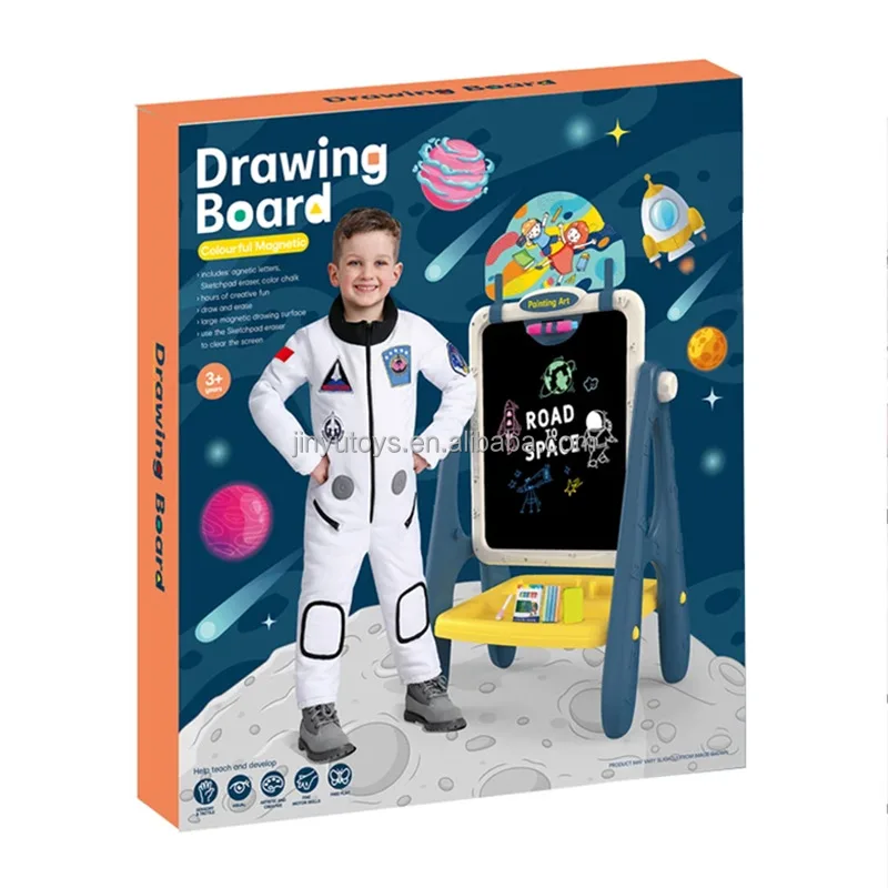 Kids Magnetic Chalk Painting Stand Easel Painting Toys for Toddler Birthday Holiday Gift Double Sided Drawing Doodle Board Set