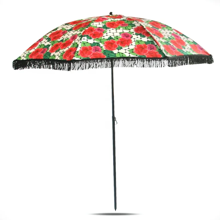 New design high quality macrame beach umbrella with tassels