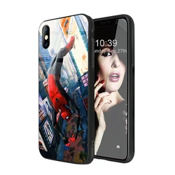 Custom print Spider Man Glossy Toughened glass phone case for iPhone 12 7/8 Plus X XS XR 11Pro Mobile phone Cases