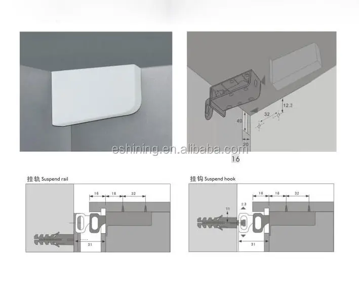 Modern Furniture Visible Cabinet Hanger Suspension System Kitchen Metal Cabinet Hanger
