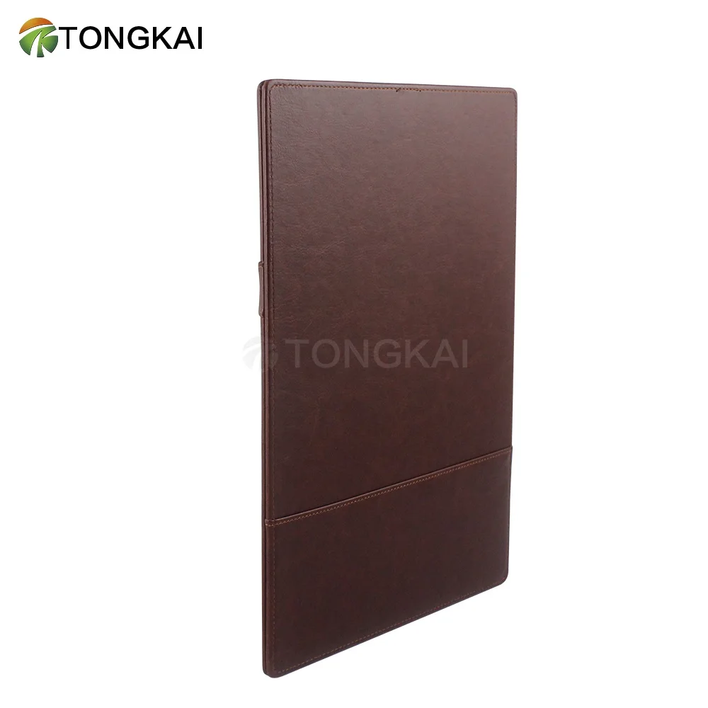 Custom Letter Size A4 PU Leather Cover Clipboard with Document Pouch Pen Holder and Card