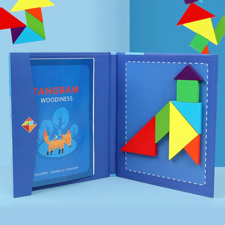 2024 educational building blocks tangram geometric shapes building block early education wooden puzzle boards toys