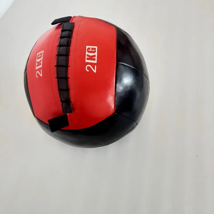 Pu soft wall ball double holder fitness ball color green 6kg medicine ball made in China