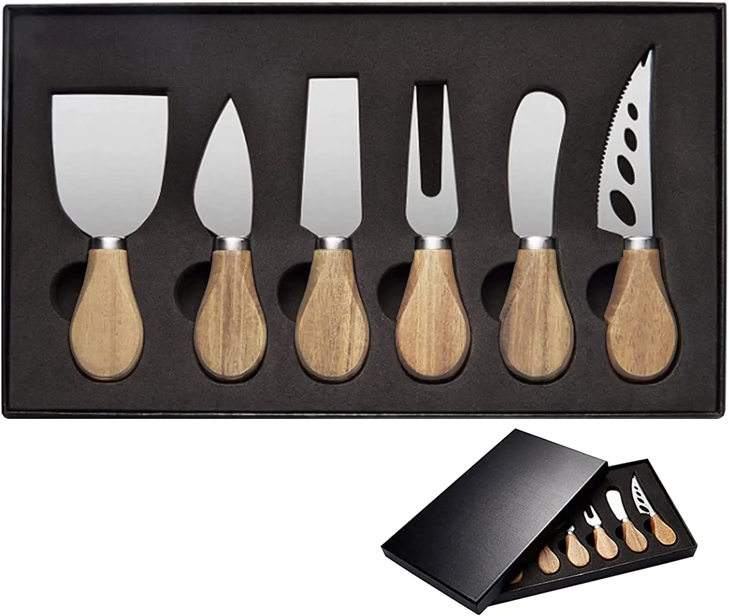 Cheese Knife Set Knives for Charcuterie Board 6 Pieces Cheese Board Knife Set Food Grade Stainless Steel Blade