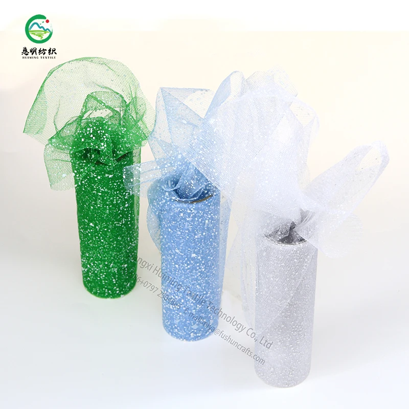 6 inch Nylon Fabric Snow Dot Mesh Fabric Gift Box Packaging Party Foamed Tulle Roll
