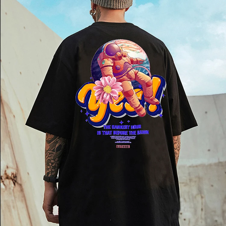 Factory Direct Unisex Street Wear Loose Multi-color Short Sleeve Black T-shirt for Men 100 Cotton Graphic Sublimation Man Tshirt