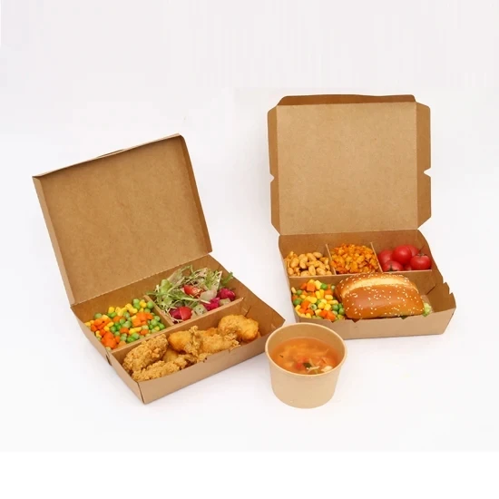 kraft paper food grade to go boxes restaurant disposable food take away lunch  boxes