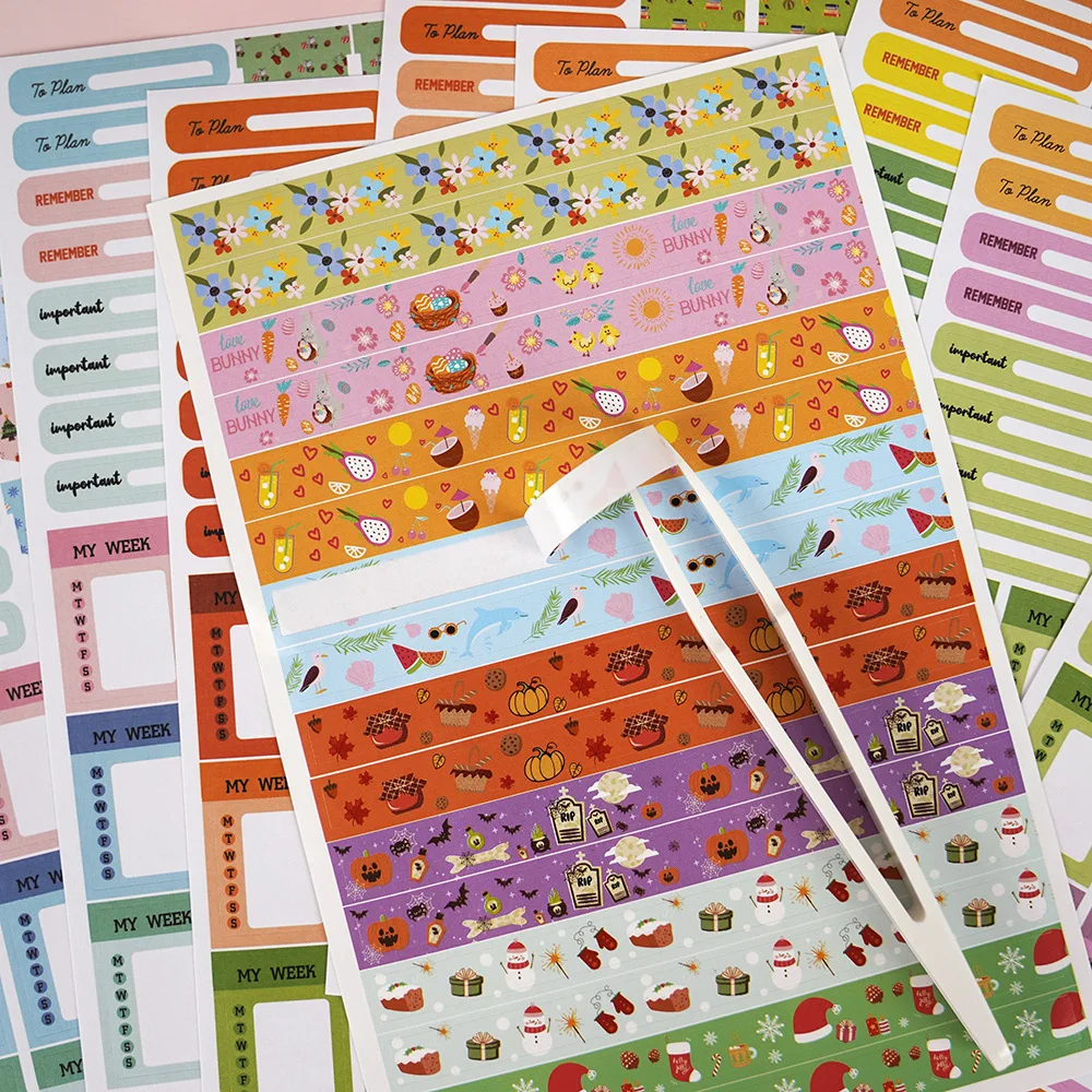 Custom Season Planning Sticker Sheet Label Month Holiday Labeling Stickers Planning  Decoration Writable Planner Sheet Sticker