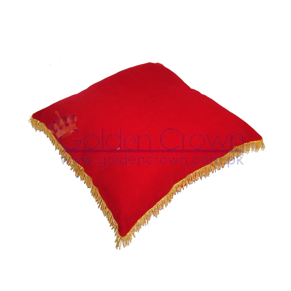 Wholesale Cushions Coussin rouge velours frange | custom made sofa pillow cover / velvet cover