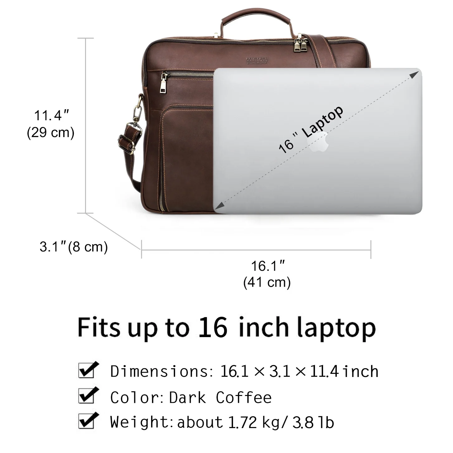 16 inch Vintage School College Messenger Bag Men Office Briefcase Travel Business Genuine Leather Laptop Bag Men