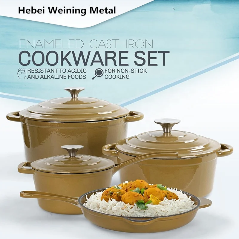 Factory Kitchen Soup Cast Iron Cookware Sets Enamel Cooking Pot Cooking Pots Made in China Cast Iron  Cookware