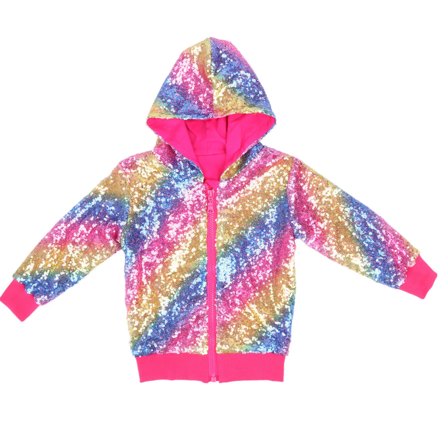 Sequin Jacket Girls Sparkle Long Sleeves Soft Lining and Comfortable Zip up Hoodie