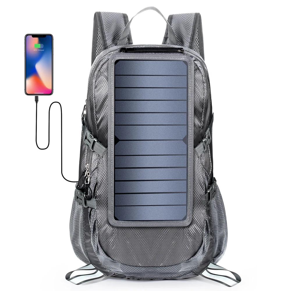 Customized waterproof usb charging multifunctional solar battery power bank panel cycling backpack