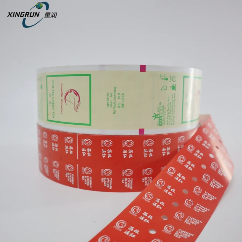 Custom Hot Sealed Coated Paper Tea Bag Nylon Triangle Teabag Tags Label Roll for IMA C21 Tea Bag Packing Machinery