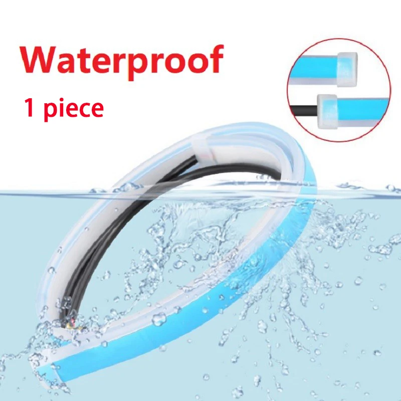 Универсальные автомобильные гибкие светодиодные дневные ходовые огни DRL указатели поворота фары водонепроницаемые 30 см 45 60 белые красные желтые синие