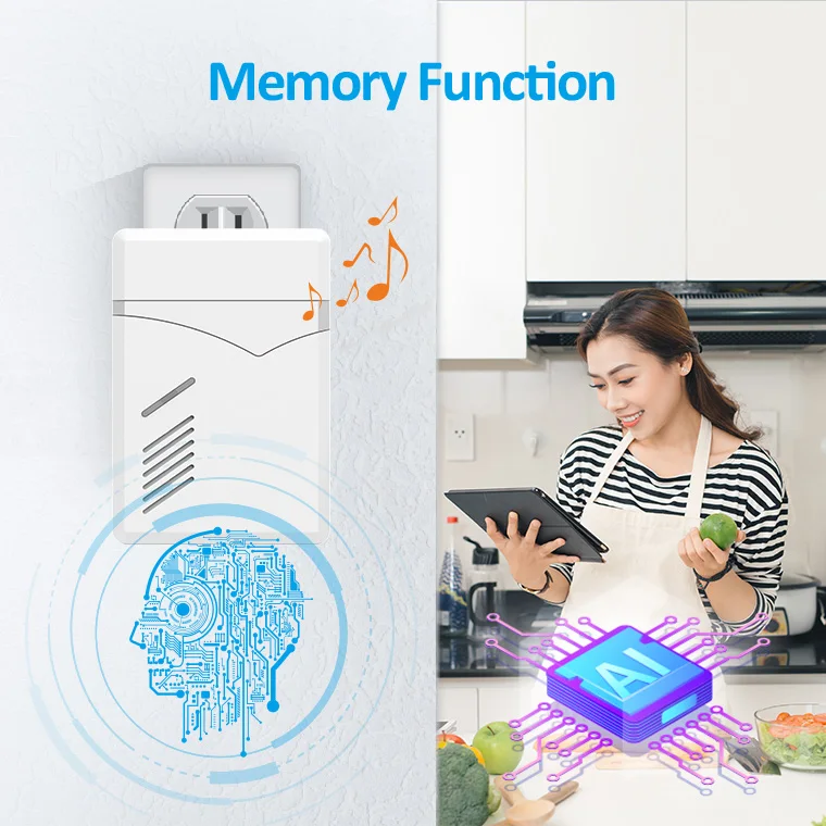 Smart wireless doorbell ding dong sound electronic door bell 38 Molidies chime wireless family doorbell kit  QH-822AC WHITE