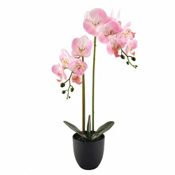 Artificial simulation colorful Orchid Flower plants with pot decorative Butterfly Phalaenopsi Orchid greenery