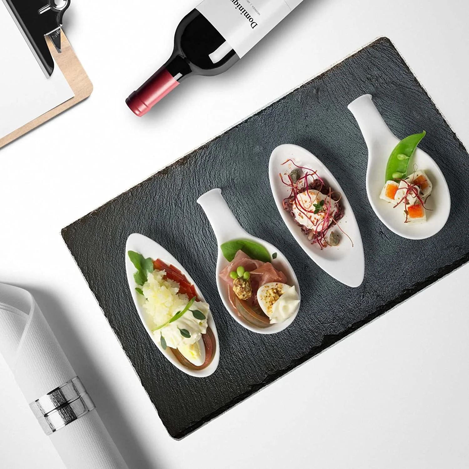 2022 CR natural slate dinner plate square sushi steak slate black western food creative plate Japanese barbecue plate