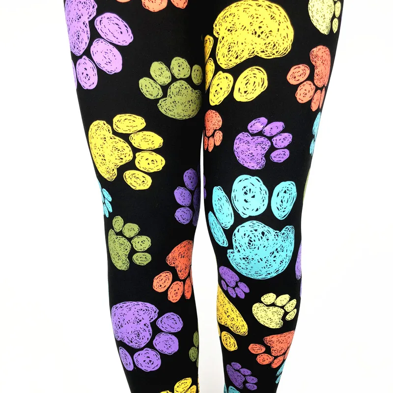 Make Your Own Brand 92 Polyester 8 Spandex Milk Silk Soft Brushed Fashion Women Dog Paw Printing Kids Leggings