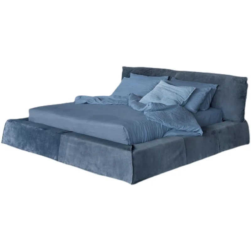 Italian light luxury multifunctional double bed nubuck leather master bedroom king bed villa luxury furniture bedroom